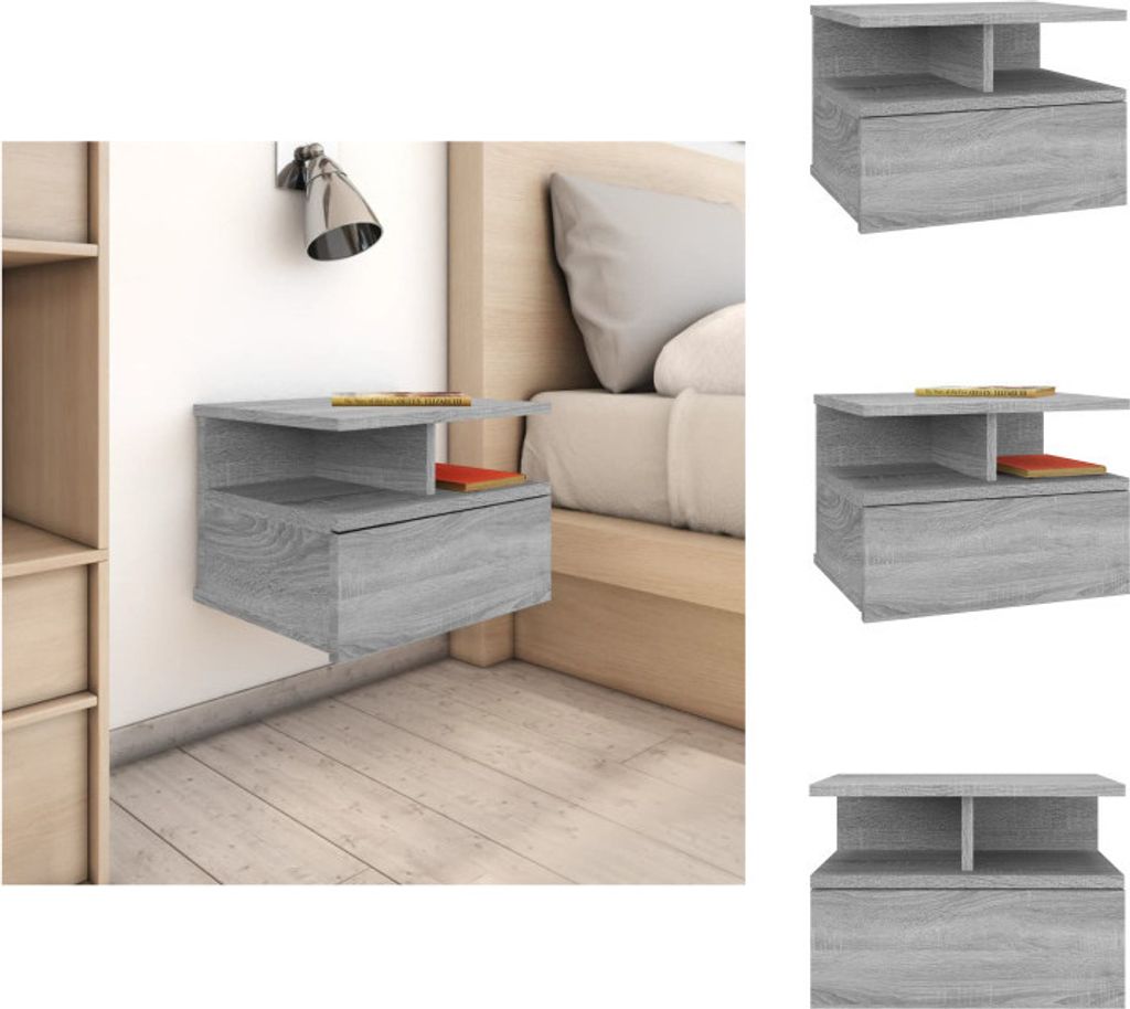 vidaXL Nachttisch Hängend Grau Sonoma 40x31x27 cm Holzwerkstoff - Nachttische