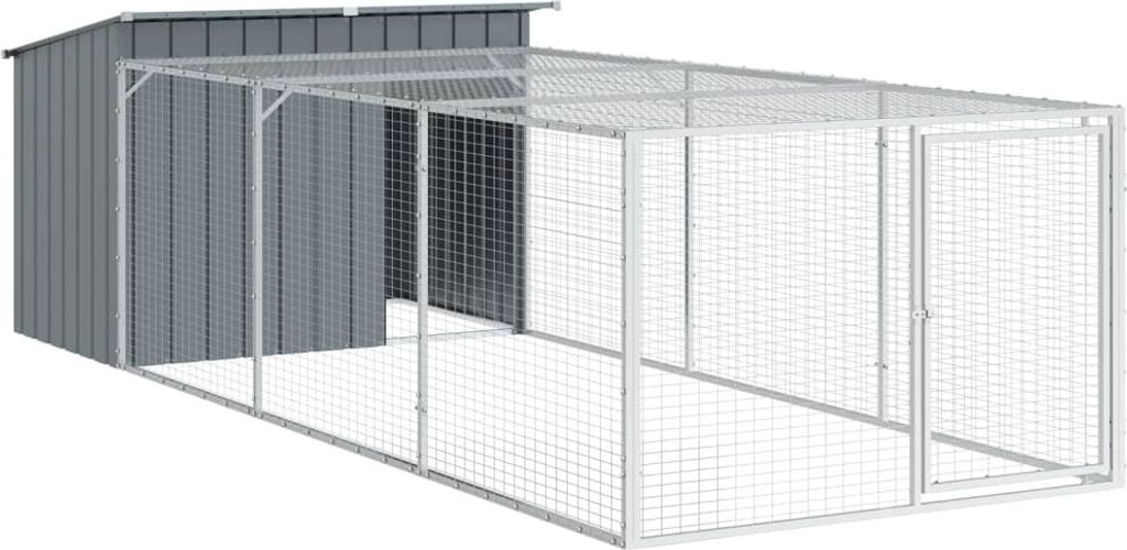 vidaXL Psia búda s výbehom Antracit 153x396x110 cm Obrázok produktu 