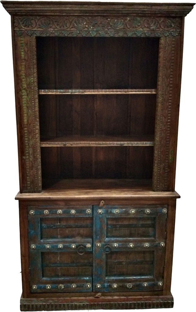 Regal aus Massiv Holz Muster -32- Vintage Braun 210cm hoch für Diele oder Schlafzimmer | Standregal ohne bohren für Badezimmer | Raumteiler Wandr...