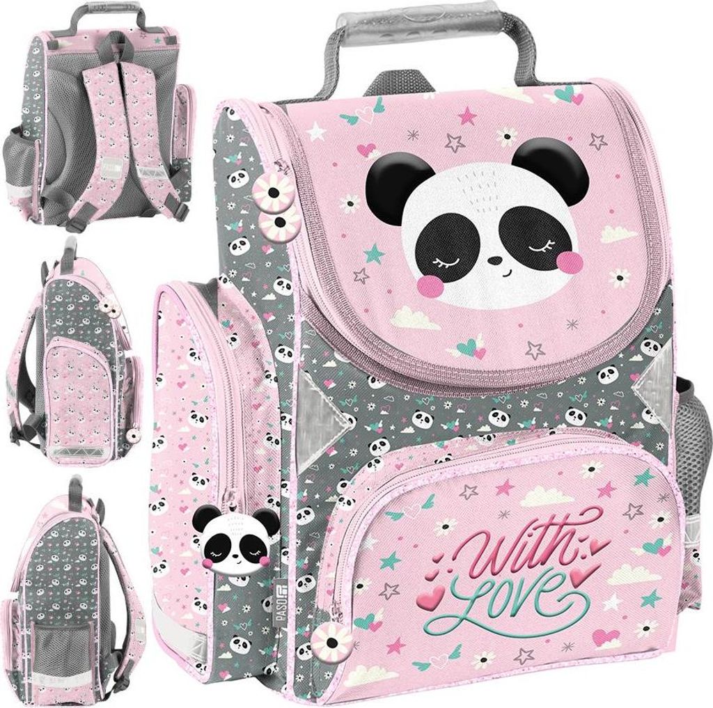 PASO Schulranzen für Mädchen Panda Rosa Produktbild 