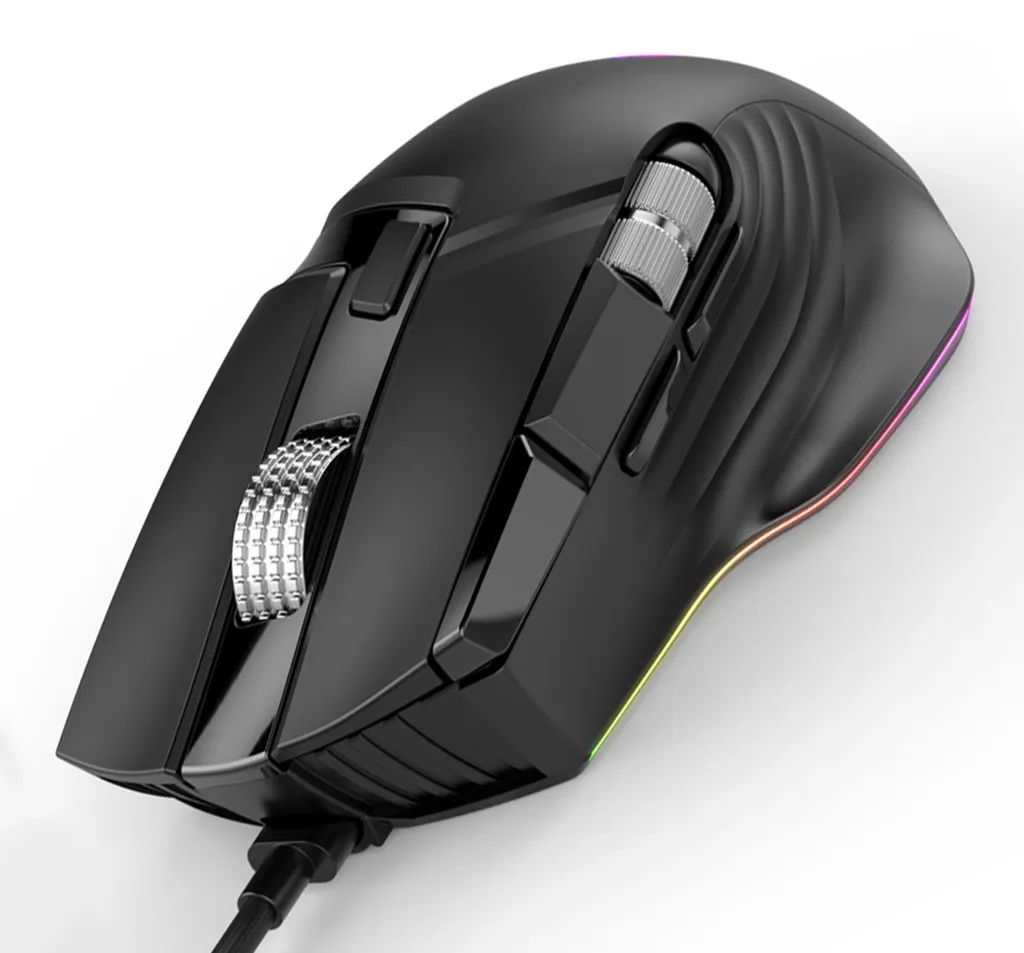 Souris de jeu filaire RGB programmable 12400 DPI avec double molette