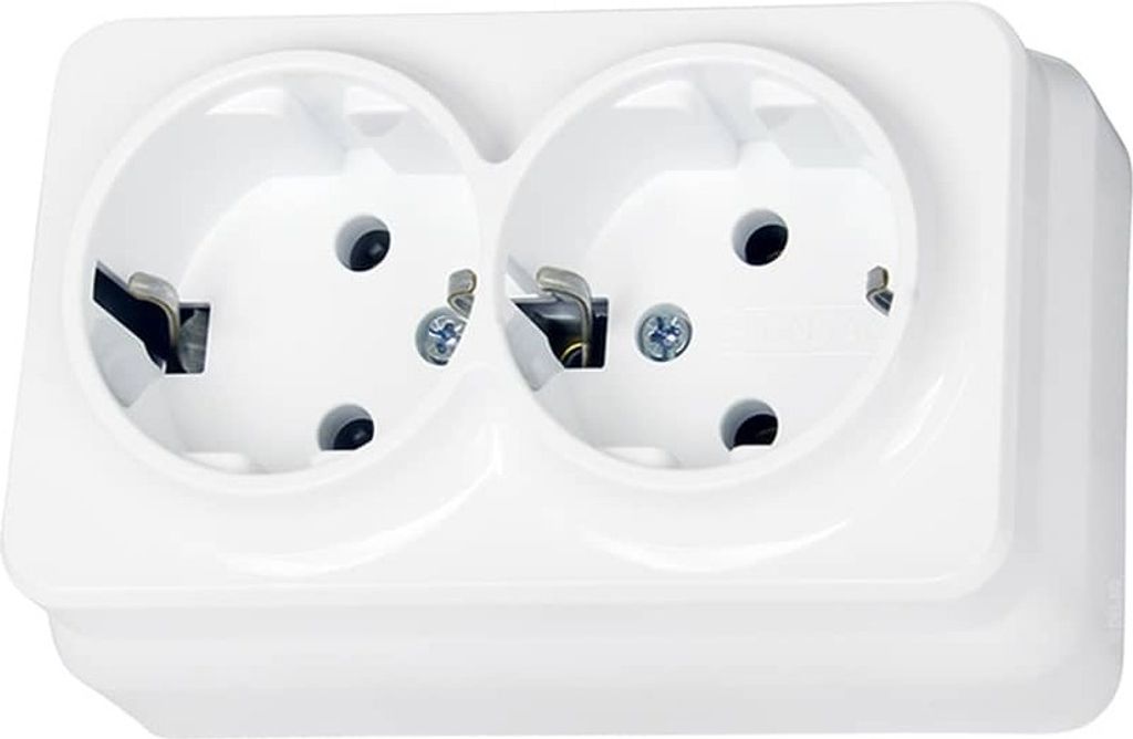 Gunsan Aufputz 2-fach Steckdose IP20 Weiss Produktbild 