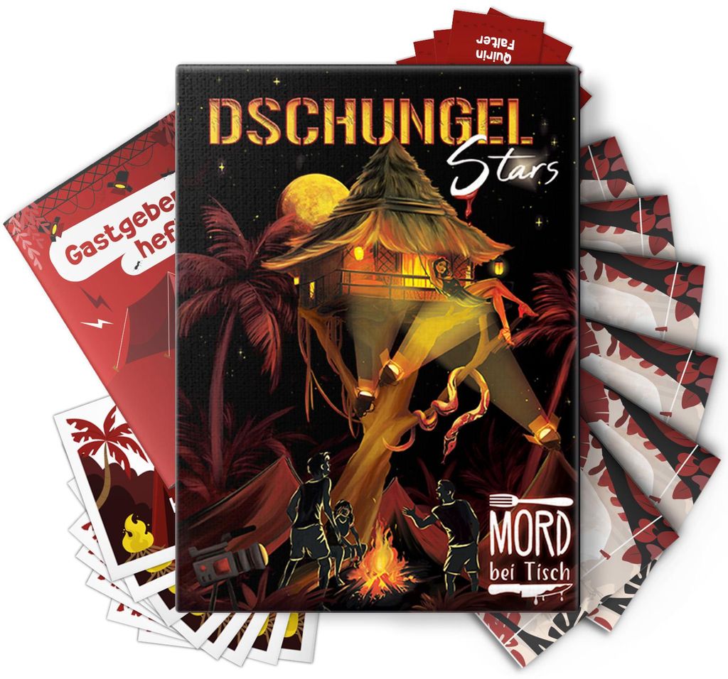 MORD bei Tisch Krimidinner für Zuhause - 4 bis 6 Personen - Der Dschungelstars Fall - Das Krimi Spiel ab 16 Jahren