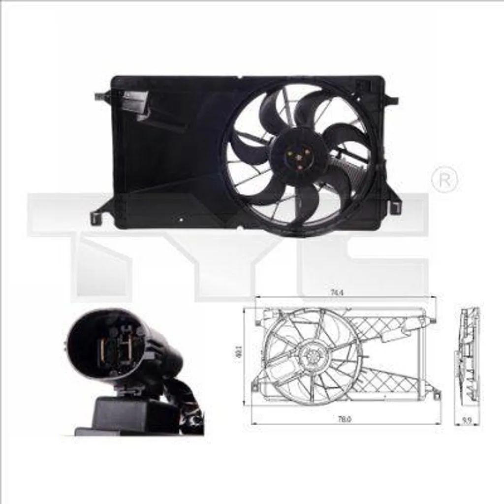 Ventilateur moteur électrique 12V remplaçant OE 1530980 - Gamme TYC 820