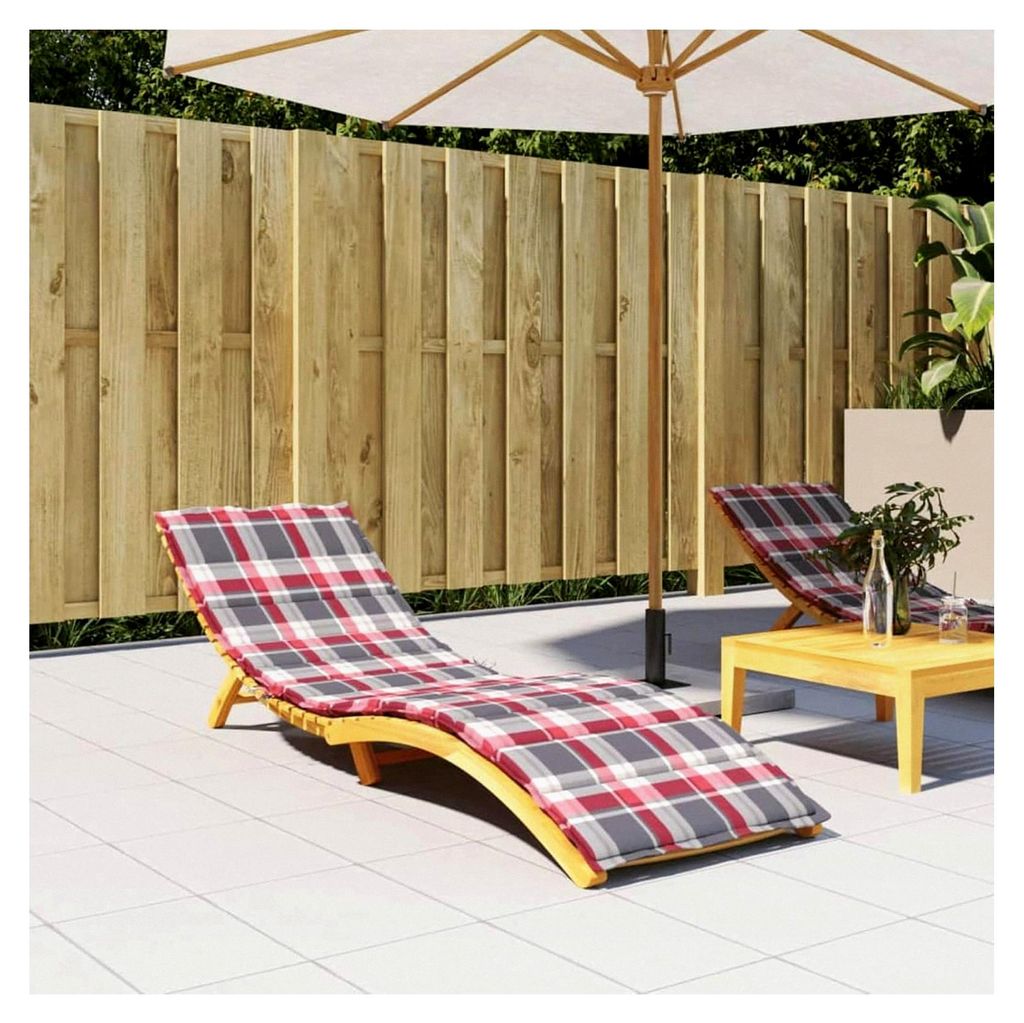Sonnenliegen-Auflage Rot Karomuster 200x50x3 cm Oxford-Gewebe