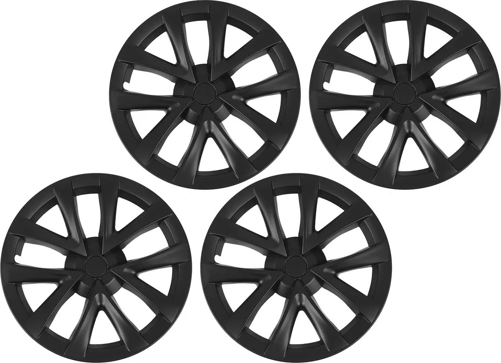 4 Enjoliveurs 18 Pouces pour Tesla Model 3 2017-2023 Style Quadrillé Noir
