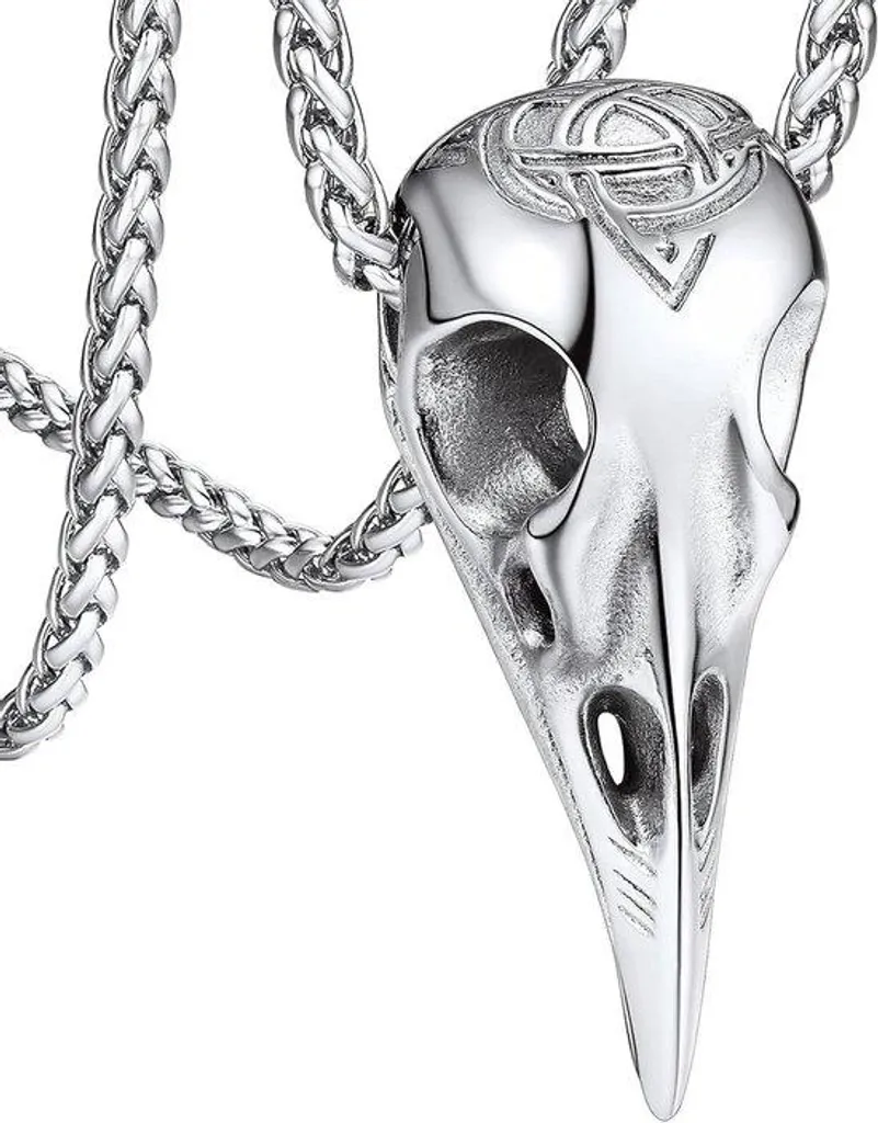 Collier Amulette Loup Scandinave en Acier Inox - Bijou Homme et Femme