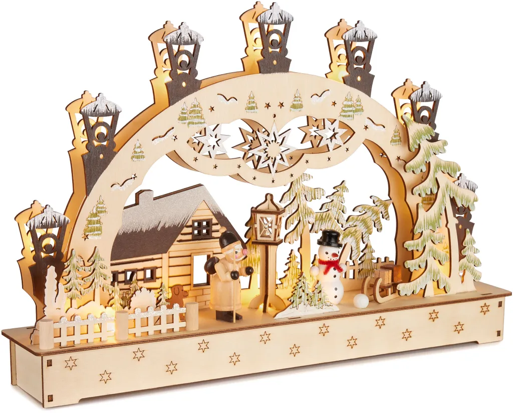 Arc Lumineux de Noël LED Bois 3D : Déco Festive Sans Risque d'Incendie