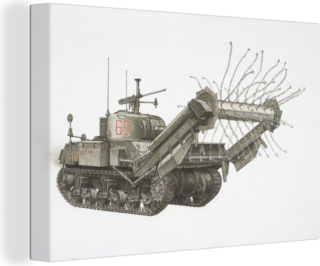 OneMillionCanvasses - Leinwandbilder - 140x90 cm, Illustration eines amerikanischen Panzers, Wandbilder Kunstdruck Wanddekoration - Foto auf Lein...