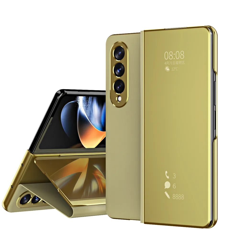 Cover Protettiva Z Fold 4 5G Specchio Trasparente e Oro