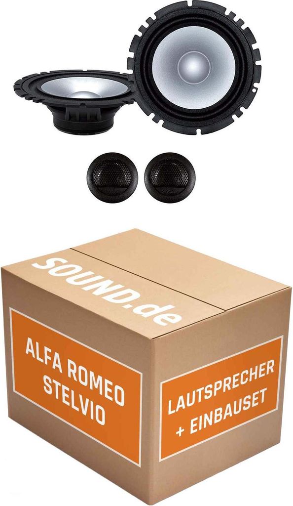 Lautsprecher Boxen Einbaupaket vorne Alpine SXE-1750S passend für Alfa Romeo Stelvio | 2x Tief-Mitteltöner 2x Hochtöner