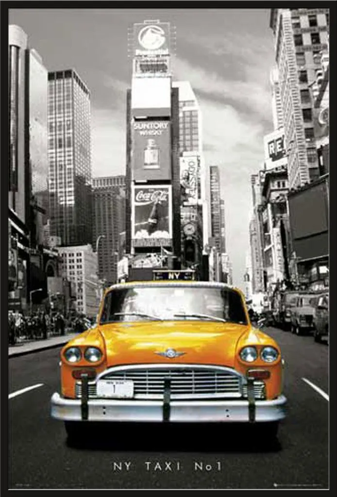 Cadre Photo New York Yellow Cab avec Vitre Acrylique Noir Shinsuke Maxi