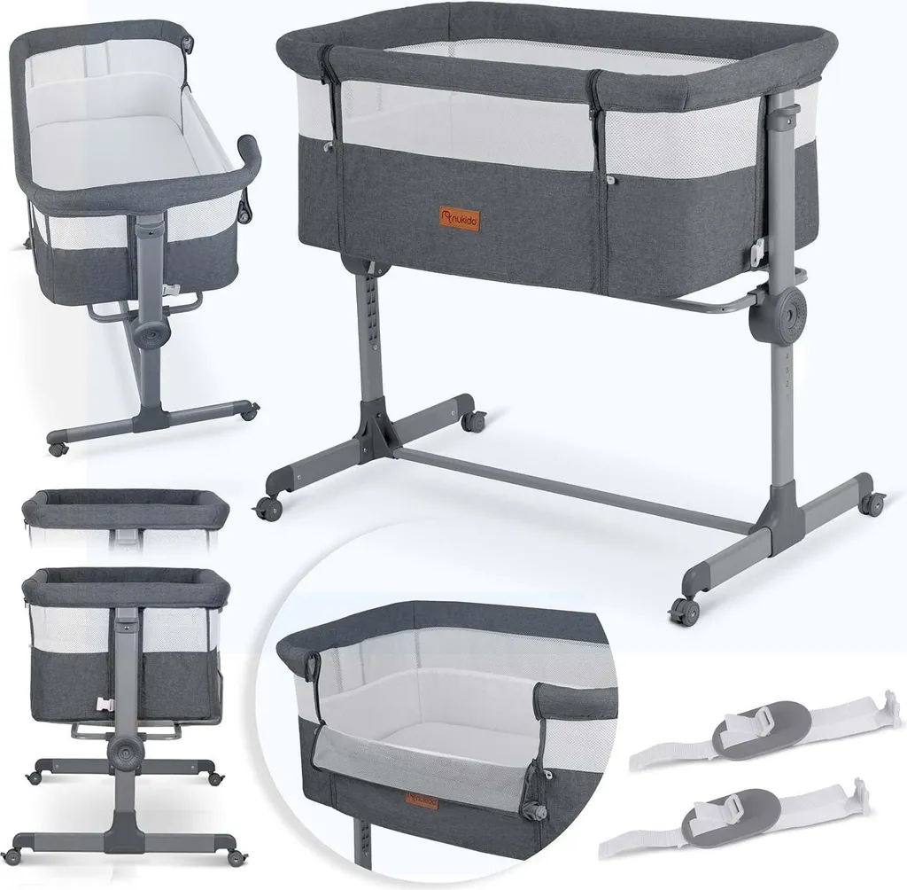 Lit bébé cododo ajustable et pliable avec matelas épais et sac de transport