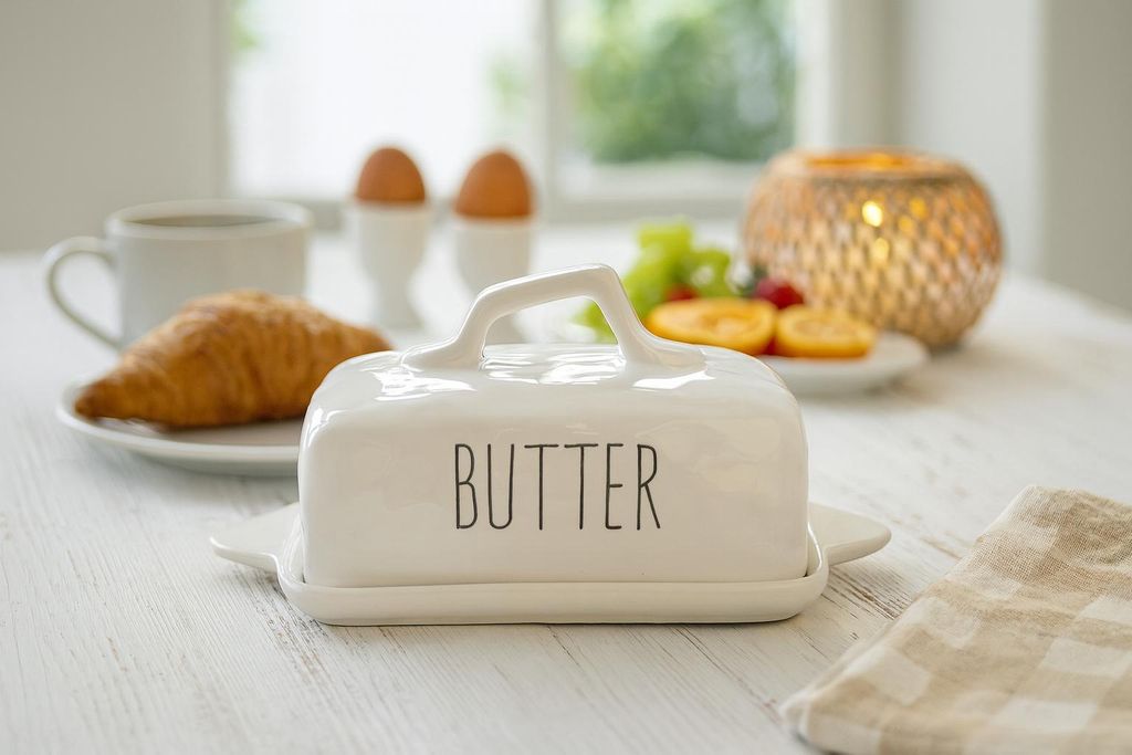Keramik Butterdose mit Deckel | 23x12x12 cm