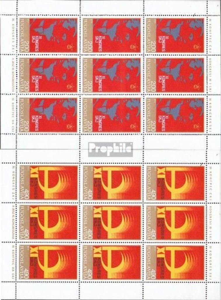 Briefmarken Jugoslawien 1978 Mi 1733Klb-1734Klb Kleinbögen (kompl.Ausg.) postfrisch Kommunisten Jugoslawiens