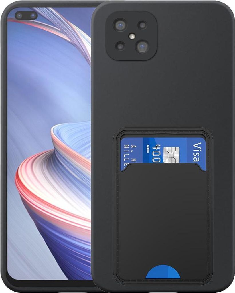 Geeignet für Oppo A92s / Reno 4Z 5G Phone Case mit TPU Kartenhalter - Flexible Back Cover Case Silikon TPU mit Cardslot - Schwarz - Smartphonics