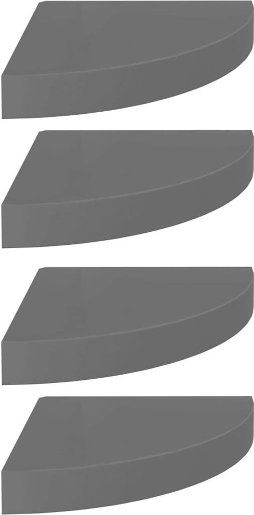 Eck-Schweberegale 4 Stk. Hochglanz-Grau 25x25x3,8 cm MDF