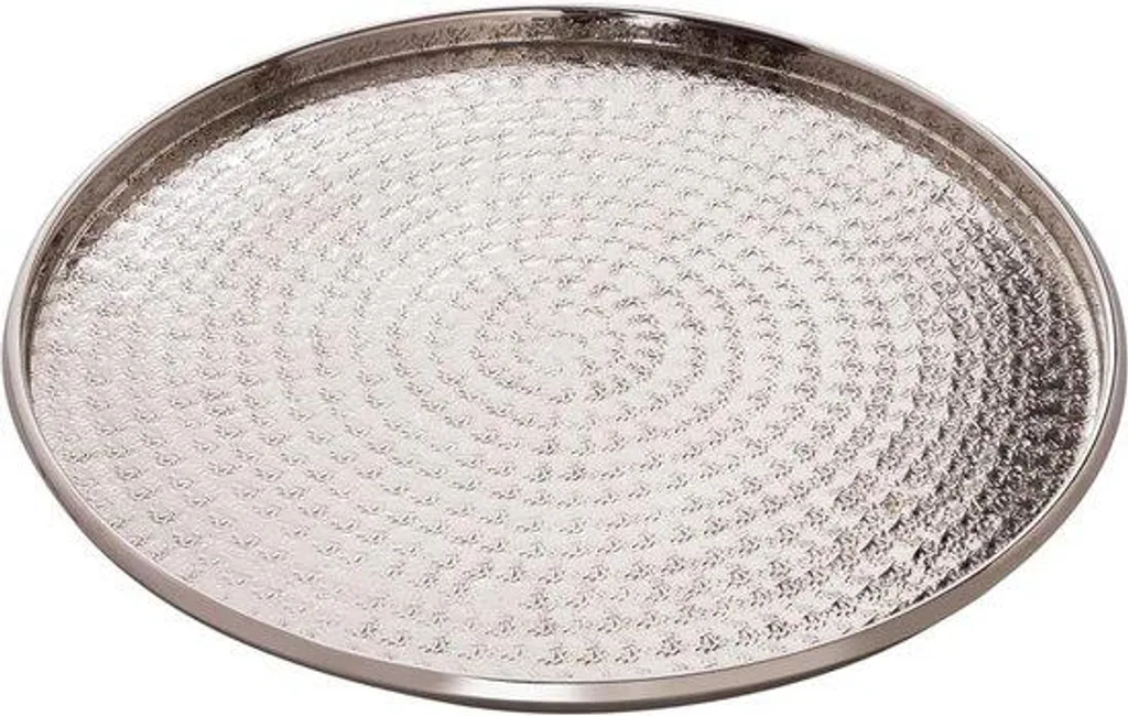 Plateau en alu argenté 40cm avec finition brillante et bords surélevés