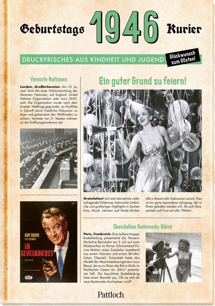 Jahrgangsbuch Geburtstagskurier 1946 zum 80. Geburtstag, Produktbild 