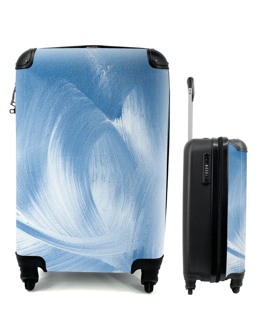 MuchoWow Koffer Handgepäck Trolley Rollkoffer Kleine Reisekoffer mit 4 Rollen - Blau - Acrylfarbe - Gestaltung - Cabin Size < 55x40x23 cm & 55x4...