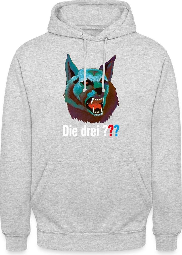 Spreadshirt Die Drei Fragezeichen Der Karpatenhund Uni Hoodie, M, Hellgrau meliert