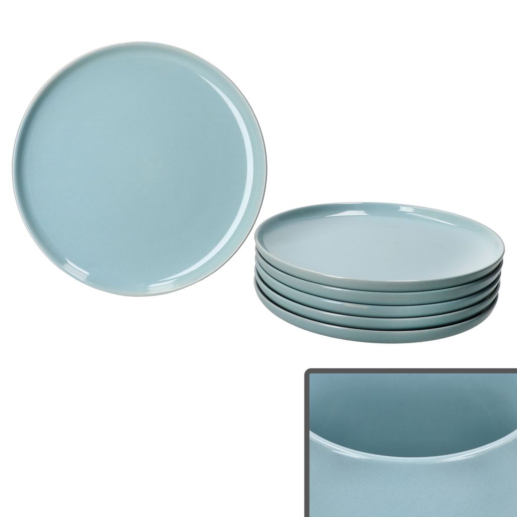 Ritzenhoff 6x Jasper Kuchenteller Graublau Steingut 6 Personen Frühstücksteller