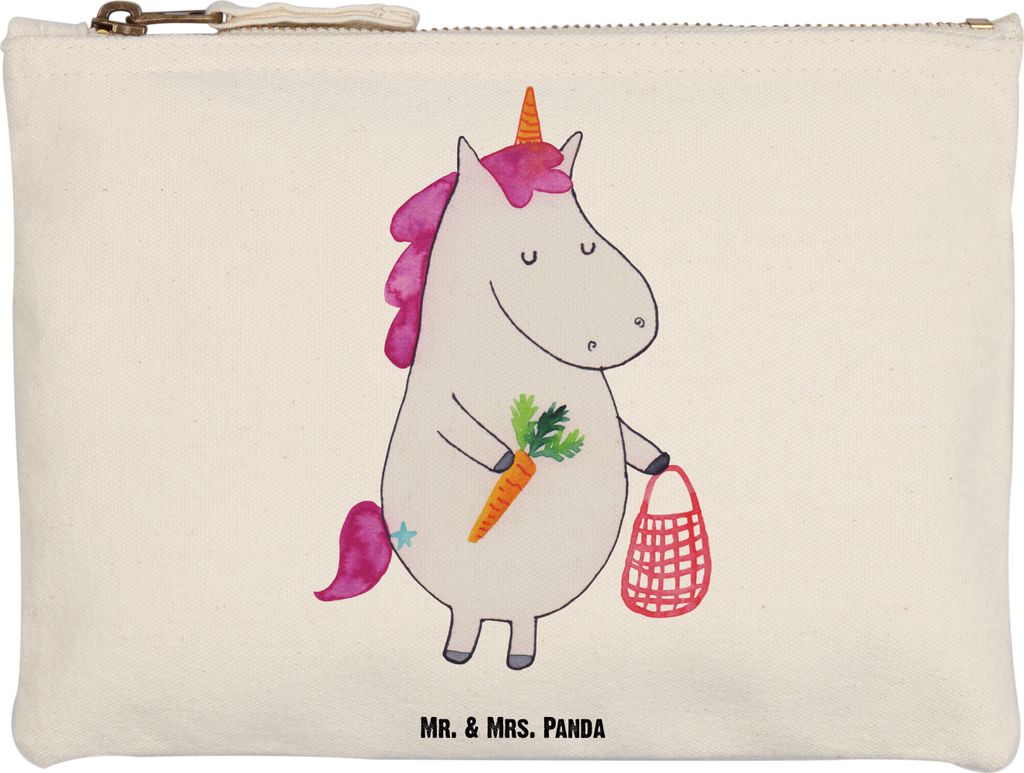 Mr. & Mrs. Panda kosmetiktäschchen Einhorn Gemüse Grösse XL Große - Weiß - Geschenk, Wochenmarkt, Mäppchen, Biomarkt, Einhörner, Waschbeutel...