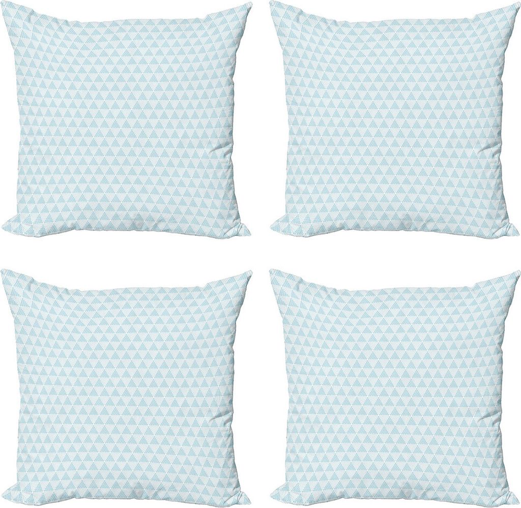 ABAKUHAUS verrückte Kunst Kissenbezug Set (4 Stück), Triangles von Tupfen, Moderner Doppelseitiger Digitaldruck, 40 cm x 40 cm, Baby Blue Weiß