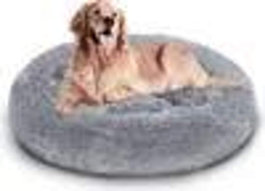 Hundebett Hundebetten Hundekissen LUXUS Katzenbett Plüsch Schlafplatz Haustierbett hellgrau 100cm