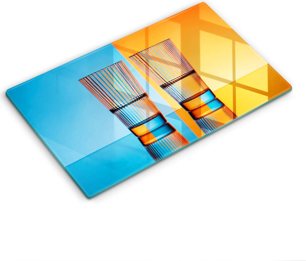 Abdeckung Glas - Küchenabdeckung - 30x52 cm - Abdeckplatte -Zwei Gläser Wasser