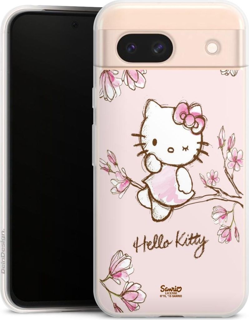 DeinDesign Slim Hülle für Google Pixel 8a Silikon Case Ultra Dünn Handyhülle Fanartikel Hanami Hello Kitty