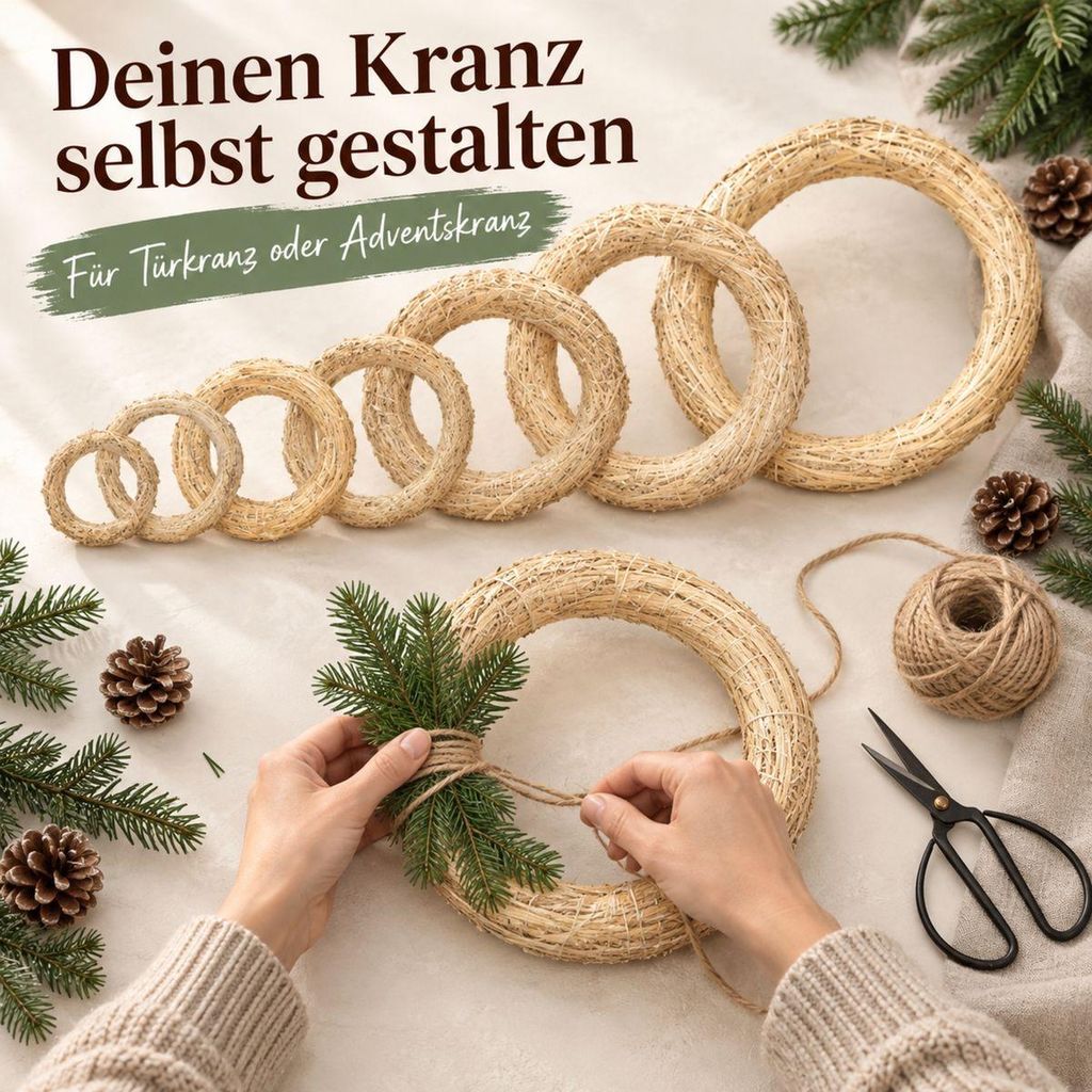 Strohkranz natur sieben Größen Kranzrohling Strohring