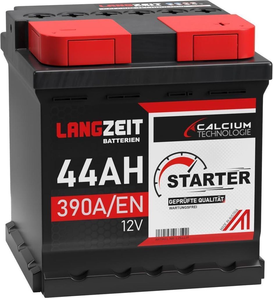 LANGZEIT Autobatterie 12V 44AH 390A ersetzt 40Ah 42Ah 45Ah Produktbild 