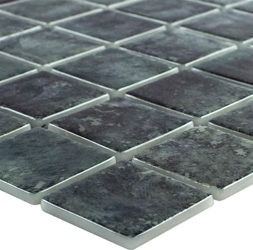 Glas Schwimmbad Mosaik Baltic Schwarz 38x38mm
