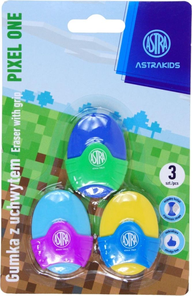 Ovaler Radiergummi mit Griff 3 Stück Pixele Astra