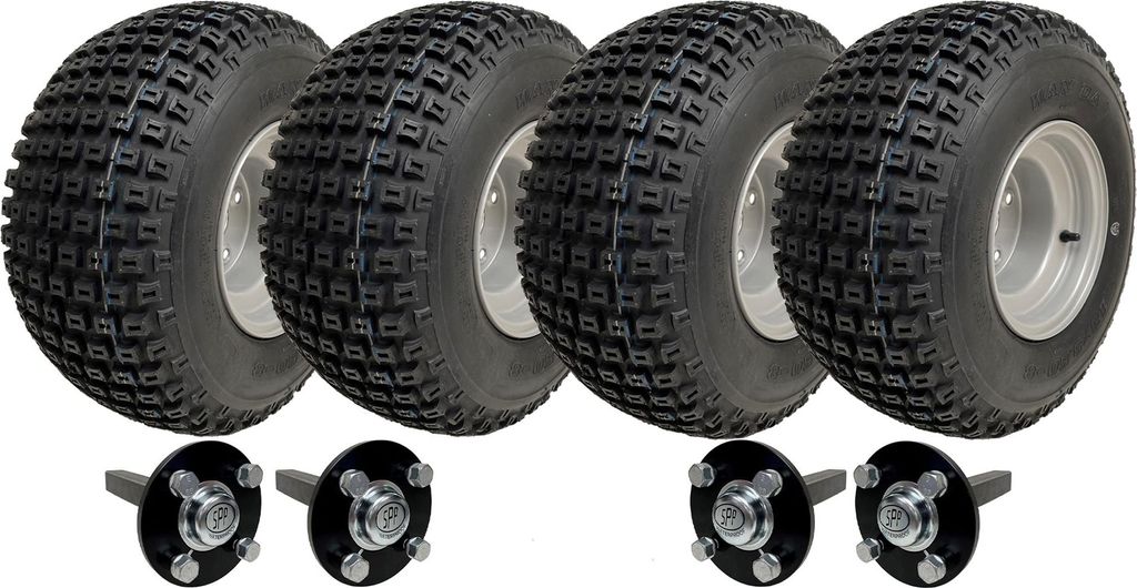 18x9.50-8 Twin Axle ATV Quad Trailer Kit 4 Knobby Wheels Hub/Stub No hitch 408kg