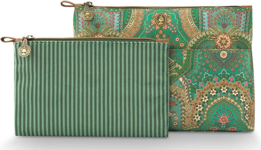 Pip Studio Caryn Cosmetic Bags Combi Jabali Farbe Green 26x7.5x18cm/22x1x13cm