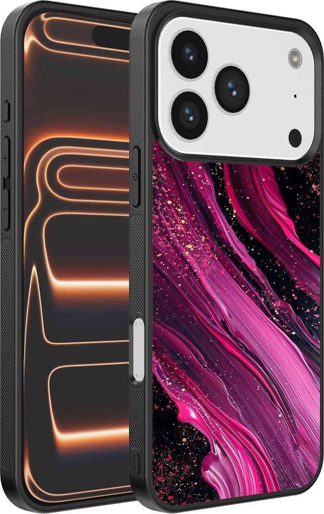 Geeignet für iPhone 17 Pro Max Telefon Fall mit Marmor Druck - TPU zurück Abdeckung Fall Marmor Design - Lila Rosa - Smartphonica