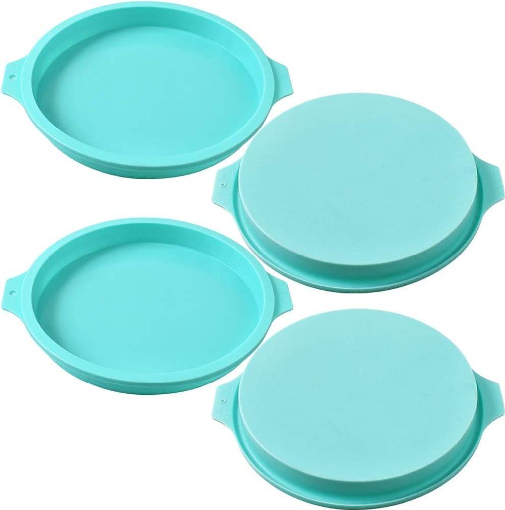 Siliconen runde Kuchenform - Set von 4 Stück - Form für Kuchen, Harz, Untersetzer und handgemachte Seife - 8 Zoll - Backform für Hobbyprojekte