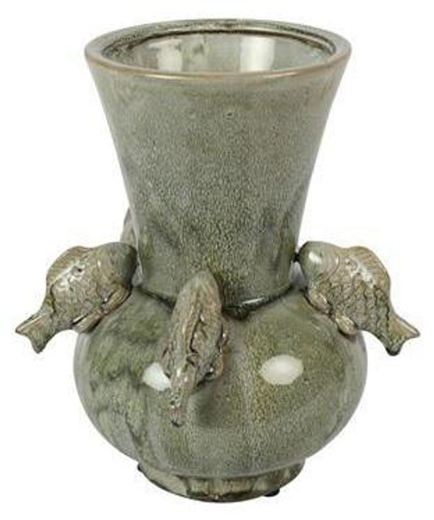 Countryfield Vase Fisch grün Dekoration H24,5cm Kunststoff