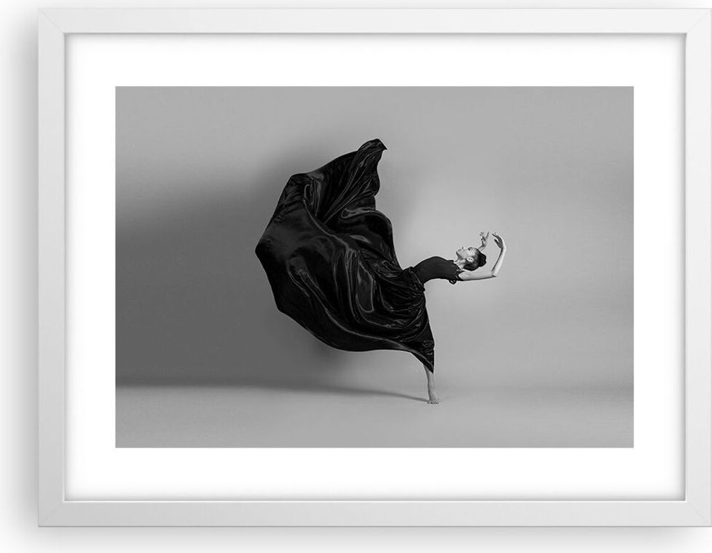 Gerahmtes Poster - Weißer Rahmen - Tanz Schwarz Kleid - 40x30 cm - Wand Bild - Wanddeko - Wandbilder - Kunstposter - Wandposter - Bilderrahmen - B...