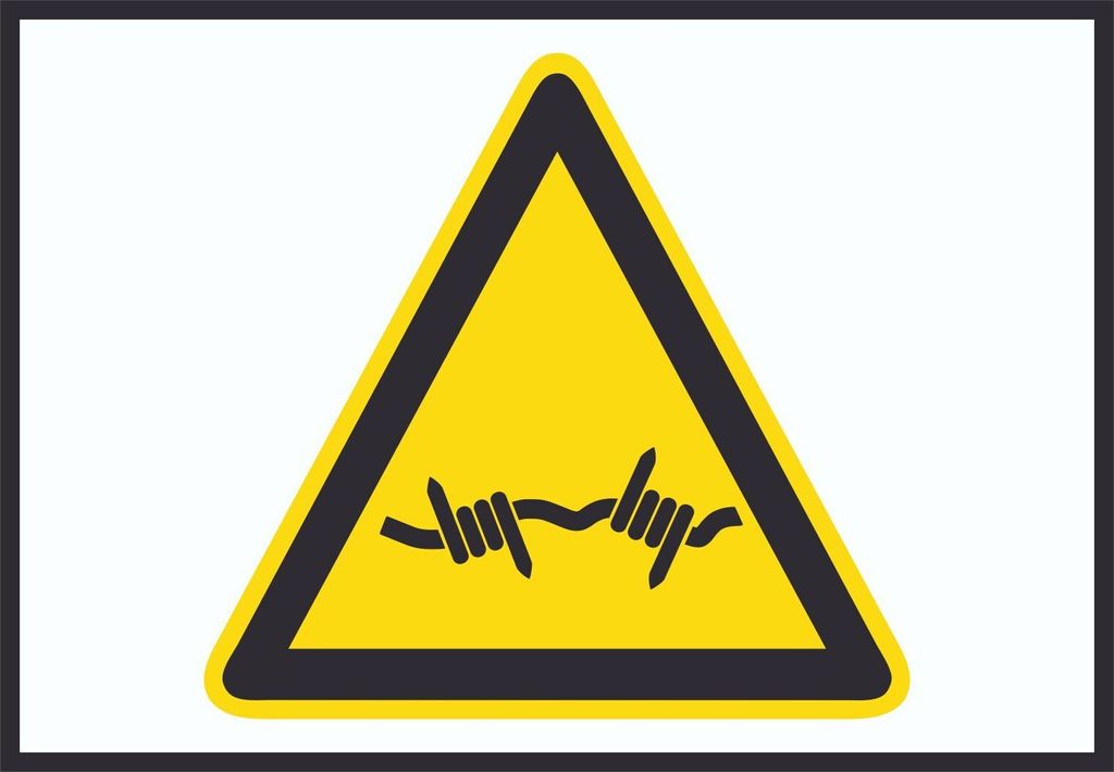 Achtung Stacheldraht Symbol A4 (210x297mm) Schild