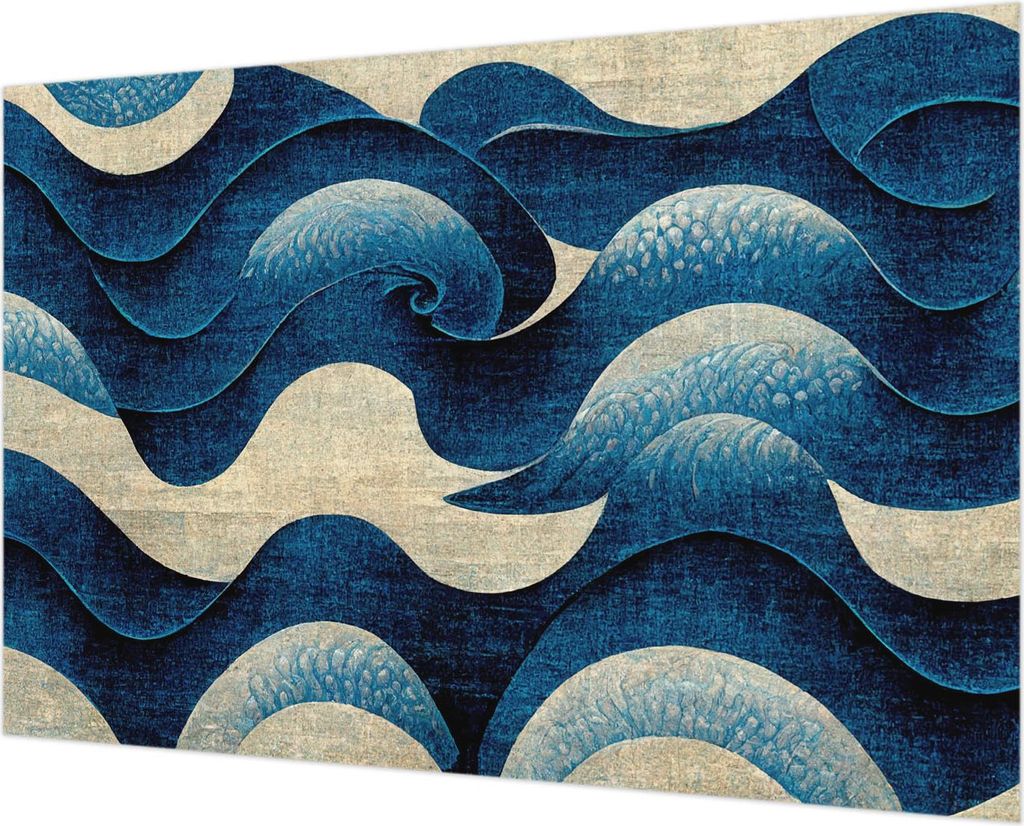 Wandtapete - Dekorative Tapete für Wohnzimmer - Tapetenfolie für Wanddekoration - 152x104 cm - Blaue Wellen