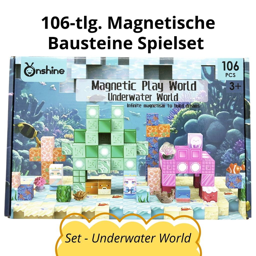 106-tlg. Magnetische Bausteine Spielset - Set Underwater World - Montessori STEM Spielzeug für Kinder