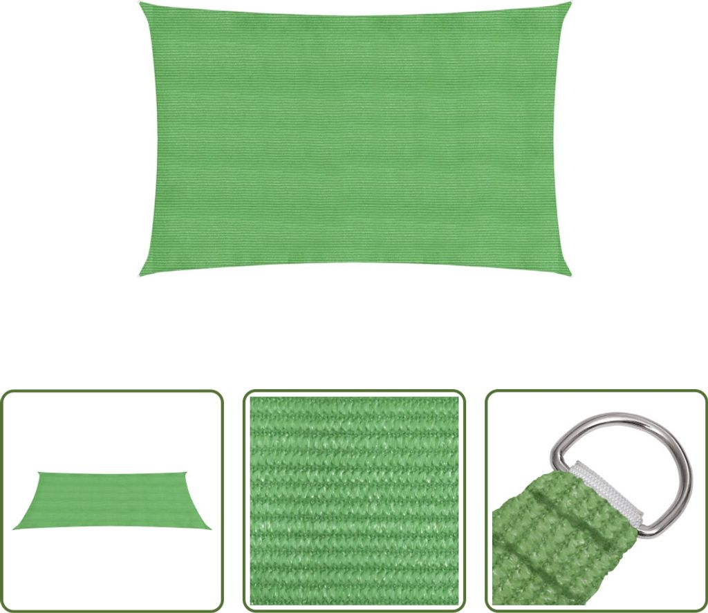 The Living Store Sonnensegel 160 g/m² Hellgrün 3x6 m HDPE