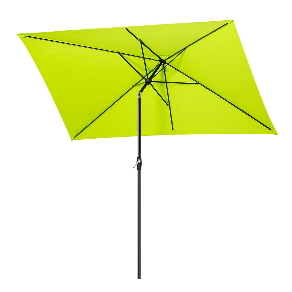 A rectangular green umbrella is shown against a white background.