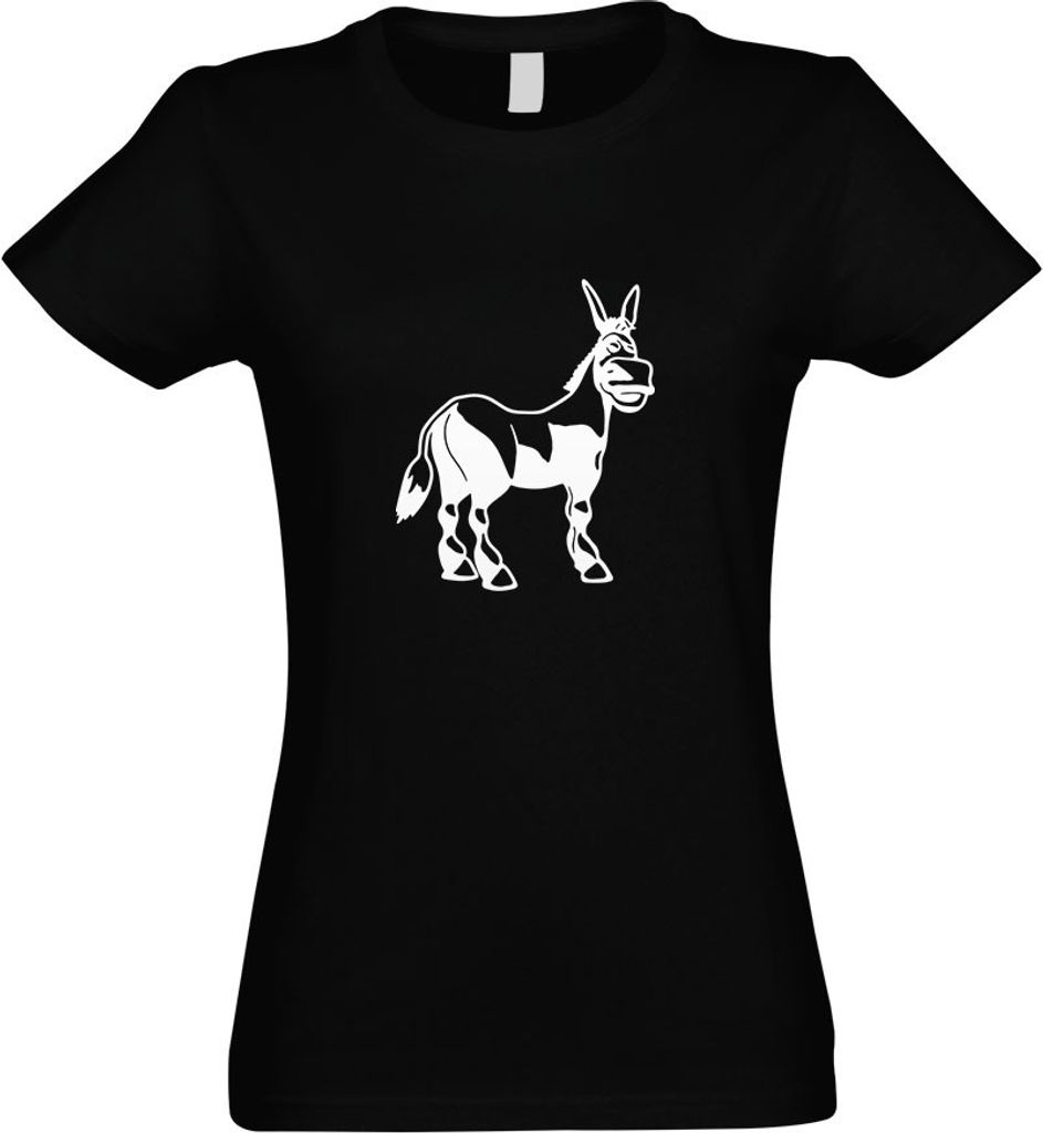 Kiwistar - T-Shirt tailliert - Damen - schwarz - Esel - Motiv 1 - tragen - mit Motiv Bedruckt - Funshirt Design - Sport - Freizeit - Damen - XXL