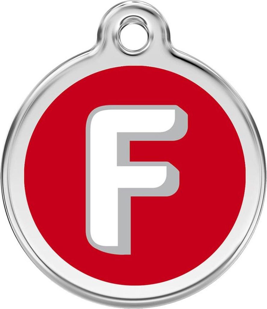 RedDingo Hundemarke mit individueller Gravur Buchstabe F rot, Größe: M