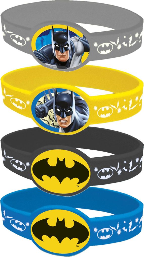 Batman-Armbänder Lizenzartikel 4 Stück bunt - Einheitsgröße