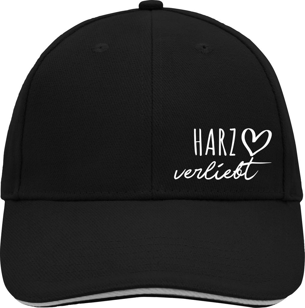 Huuraa Cappy Mütze Harz verliebt Black/Light Grey Baumwolle 6-Panel Kappe Geschenkidee